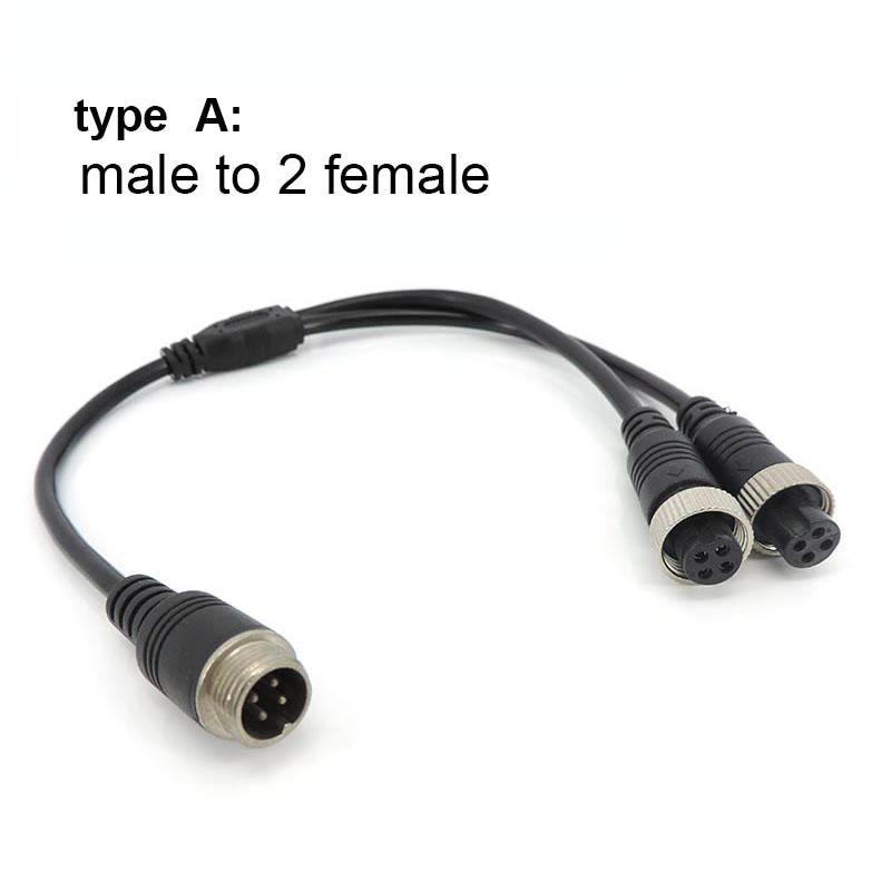 M12 4Pin Aviation Head To Male Female To 2 Way Male Female Aviation Head Wire Extension Y Splitter Cable Adapter Connector