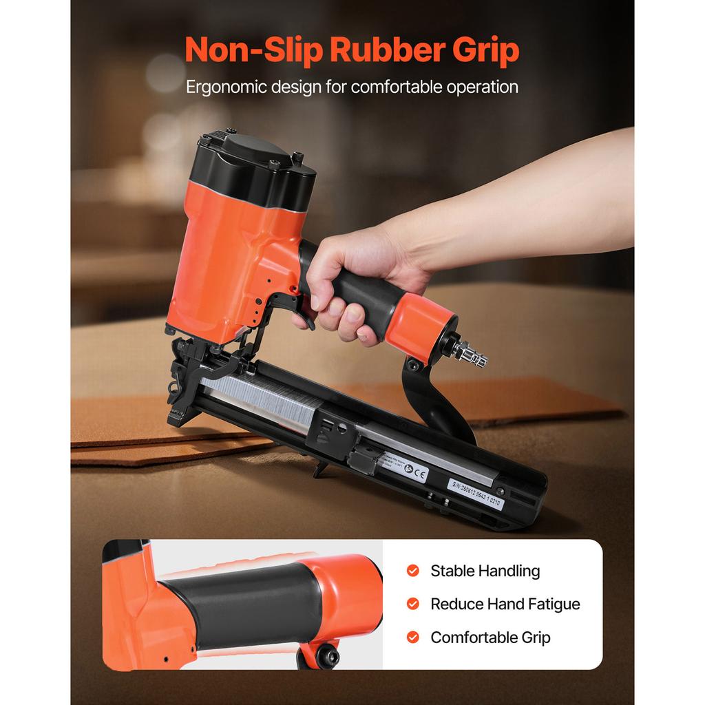 SucceBuy Pneumatic Staple Gun 16 Gauge 1-inch Wide Crown Pneumatic Stapler 5/8" to 1-1/2" Length for Roof Decking Wall Sheathing