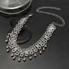 Vintage Silver Plated Bell Choker Necklace, Boho Floral Engraved Drop Choker for Women