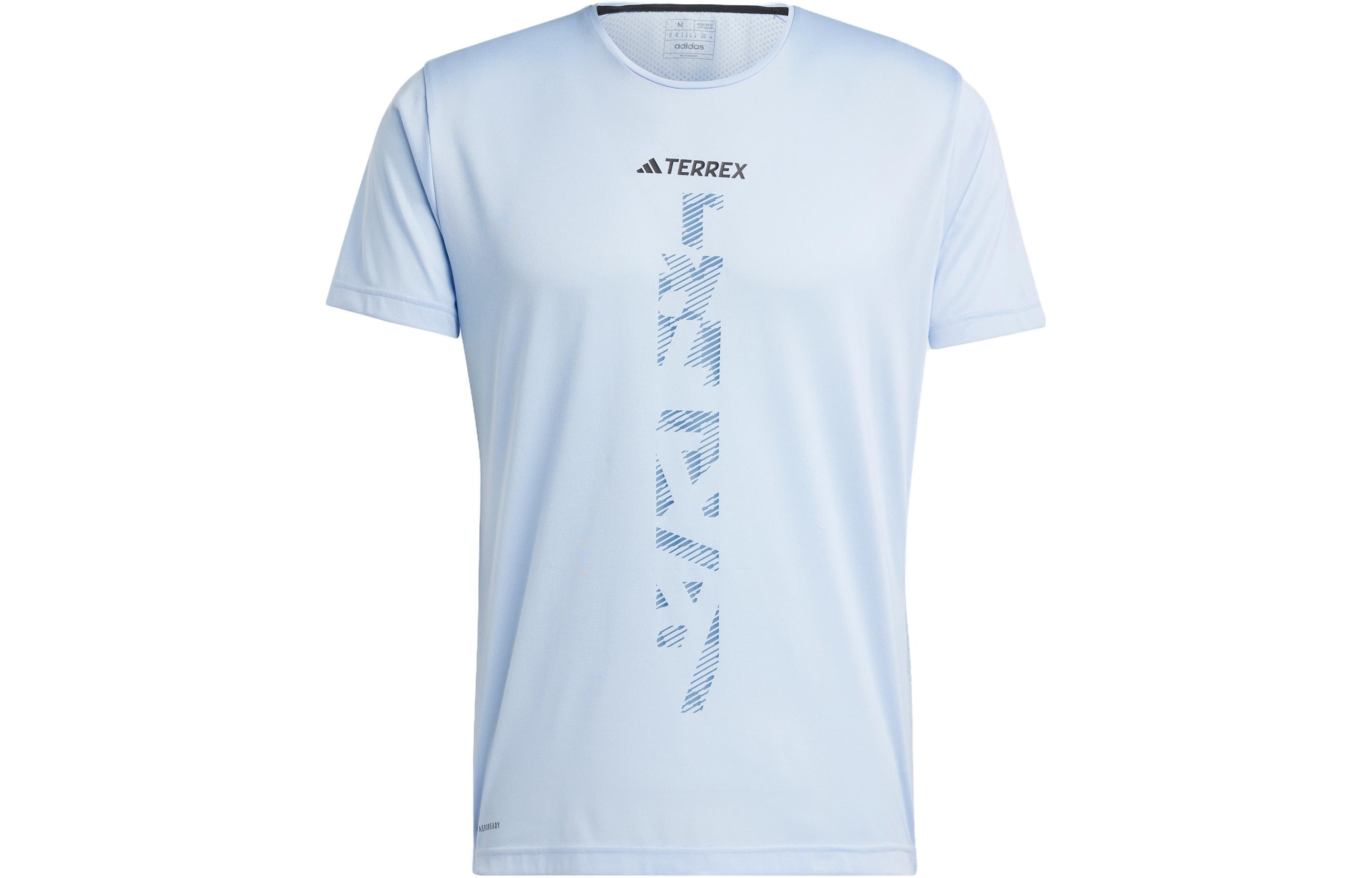 Adidas T Shirts Men s Light Pink Blue Crew Neck Moderate Straight Fit HT9443 XS
