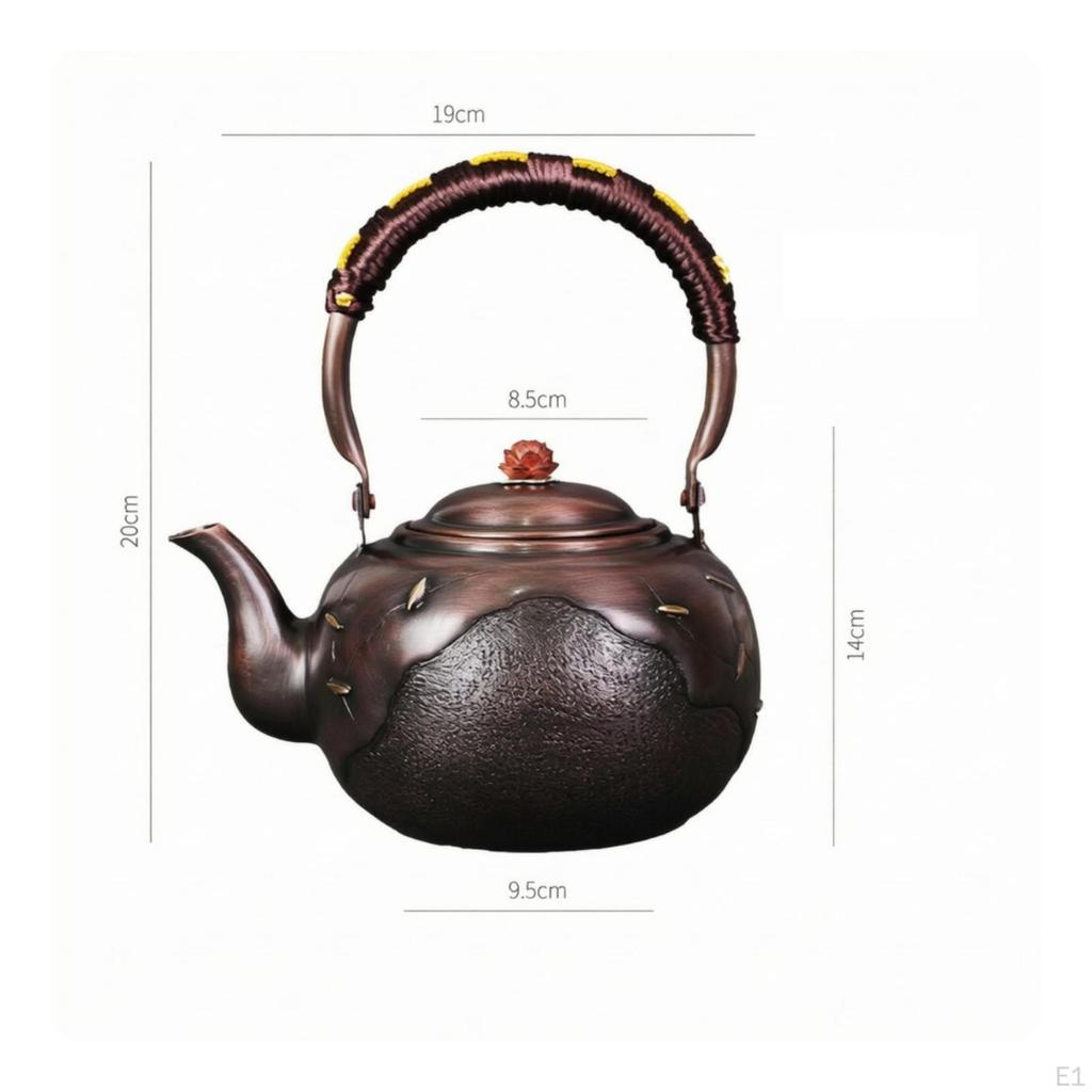 Copper Kettle Handmade with Wrapped Handle Dark Bronze for Tea Lovers, Collectors, Kitchen