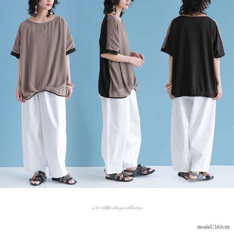 Osharewalker Cooling Drape Cut and Pullover Cool to the tjn0495 n'OrLABEL Top, Women's T-Shirt, Sewn, Top, Touch, Spring/Summer, Stylish,