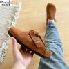 Fashion Muxinfei Genuine Leather Boken Slippers] New Soft Bottom Boken Slippers for Men and Women, Outerwear Boken Half Drag