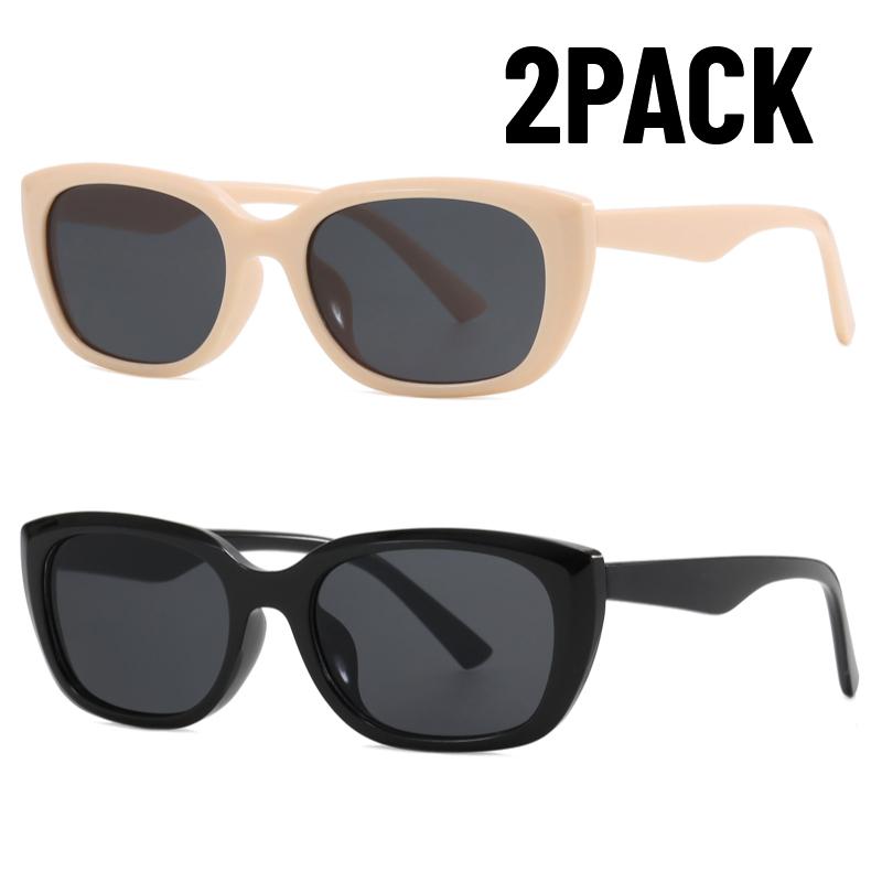2PACK Retro Y2K Style Small Square Sunglasses Women Cat Eye Sunglasses Fashion Colorful Mirror Goggles Men Punk Sports Glasses