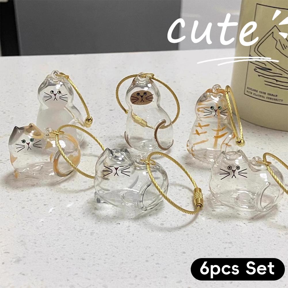 

1/6 шт. Кавайная коробка для хранения кошачьей шерсти, прозрачный кулон-сувенир для шерсти питомца для памяти о питомце, исцеляющий кулон, брелок-аксессуар для любителя кошек 6pcs Set
