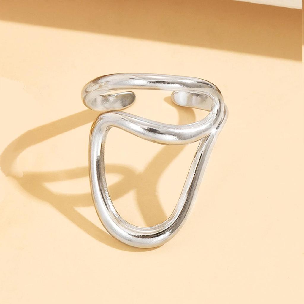 Stainless Steel Geometric Chic Women's Ring with Streamlined Design