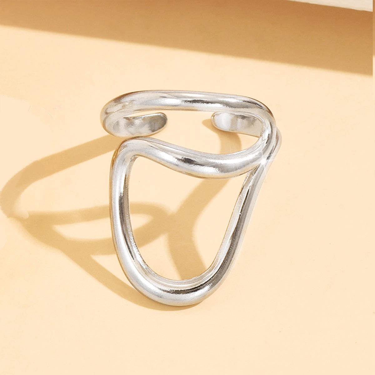 Stainless Steel Geometric Chic Women s Ring with Streamlined Design