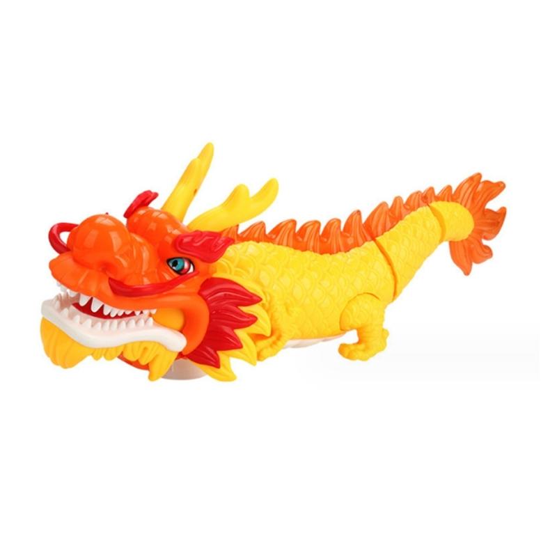 

LED Flashing Dancing Dragon Toy for Children Universal Wheel Electric Swinging Dragon Dance Music Toy Kids Festival Gift жёлтый