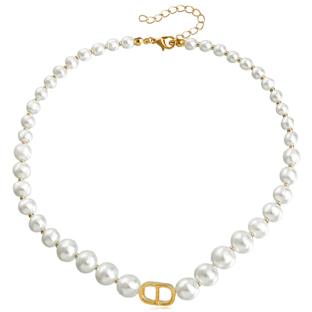 Light Luxury Design Sense High-End Imitation Pearl Necklace, Splicing Temperament Neck Choker Collarbone Chain Women