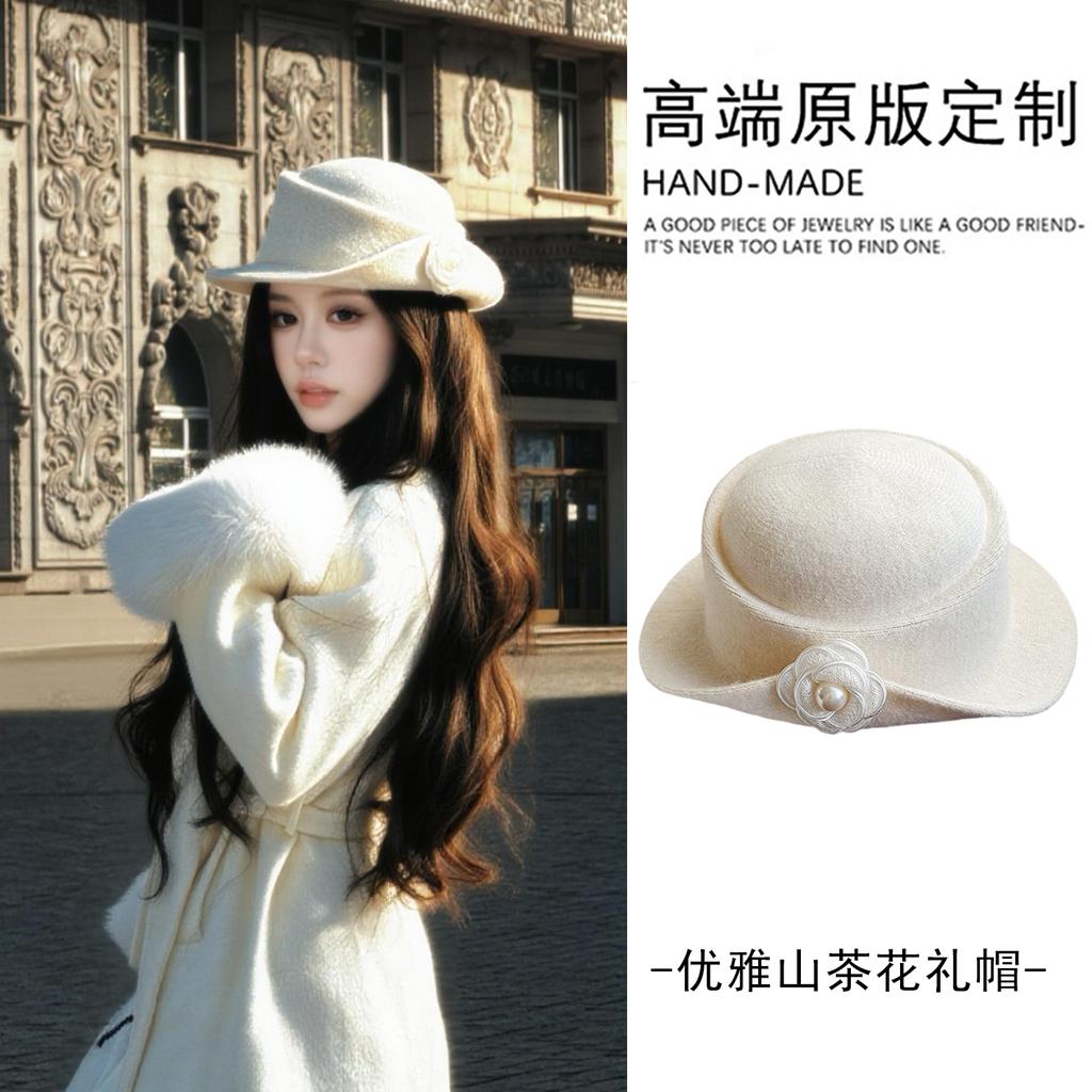 French daughter style elegant top hat female autumn and winter Hepburn style beret retro fashion face hat bucket hat