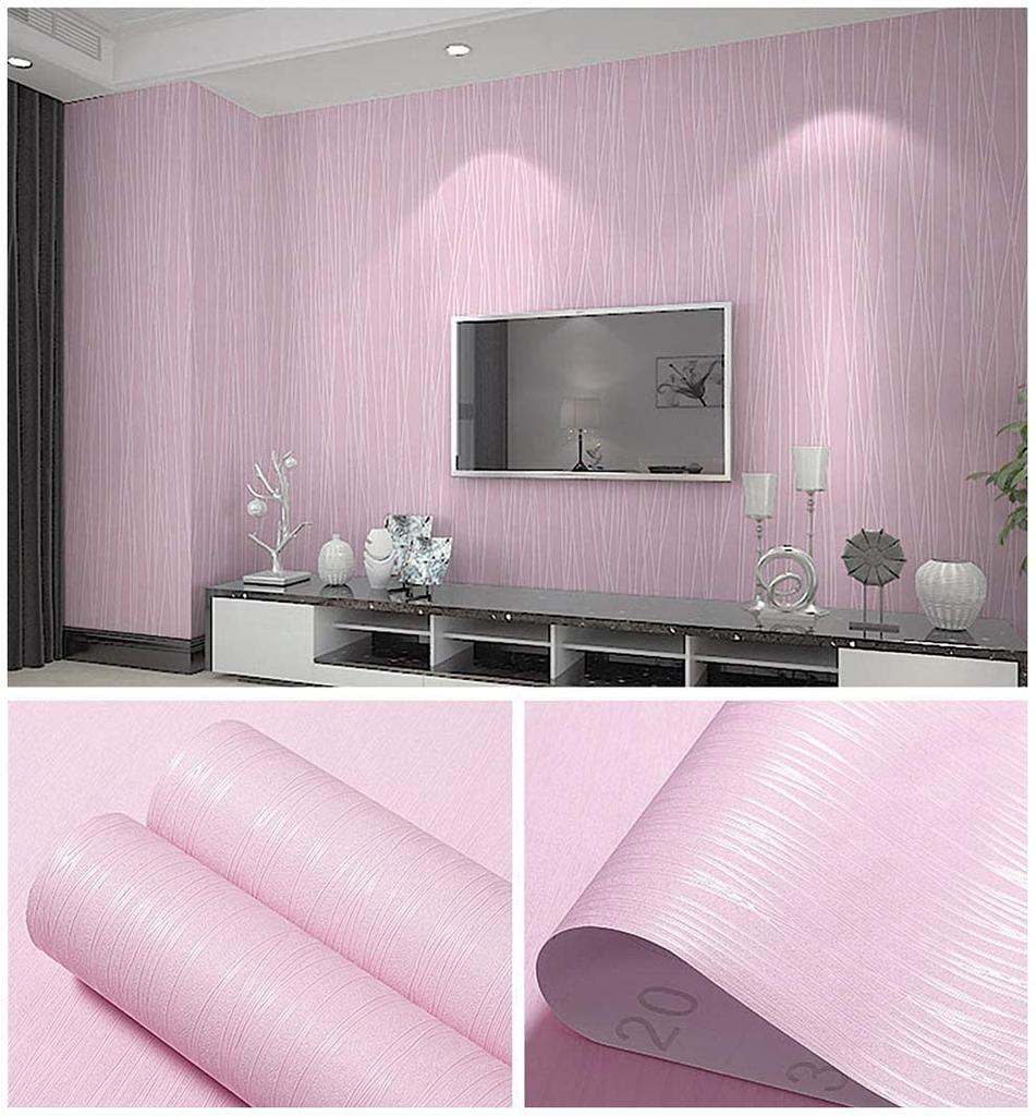Solid Color Peel and Stick Wallpaper Removable Waterproof Textured Wallpaper Vinyl Stripe Self Adhesive Contact Paper Decorative