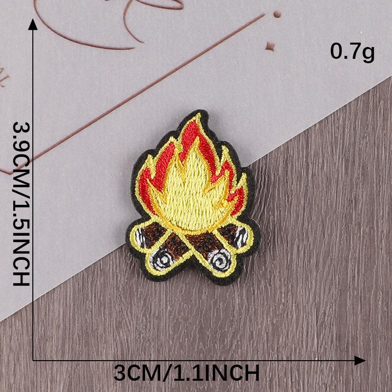 Bonfire Embroidered Patch - Round Cloth Label for DIY Clothing & Accessories