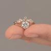 2 Pieces/set of Exquisite Sparkling Zircon Inlaid Women's Rings, Bridal Engagement, Wedding Banquet  Gifts