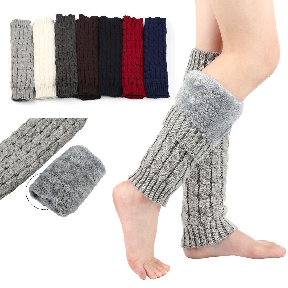 Twist Pattern Winter Boot Socks Knee High Boot Leg Sleeve Plush Pile Long Socks  Ankle Warmer