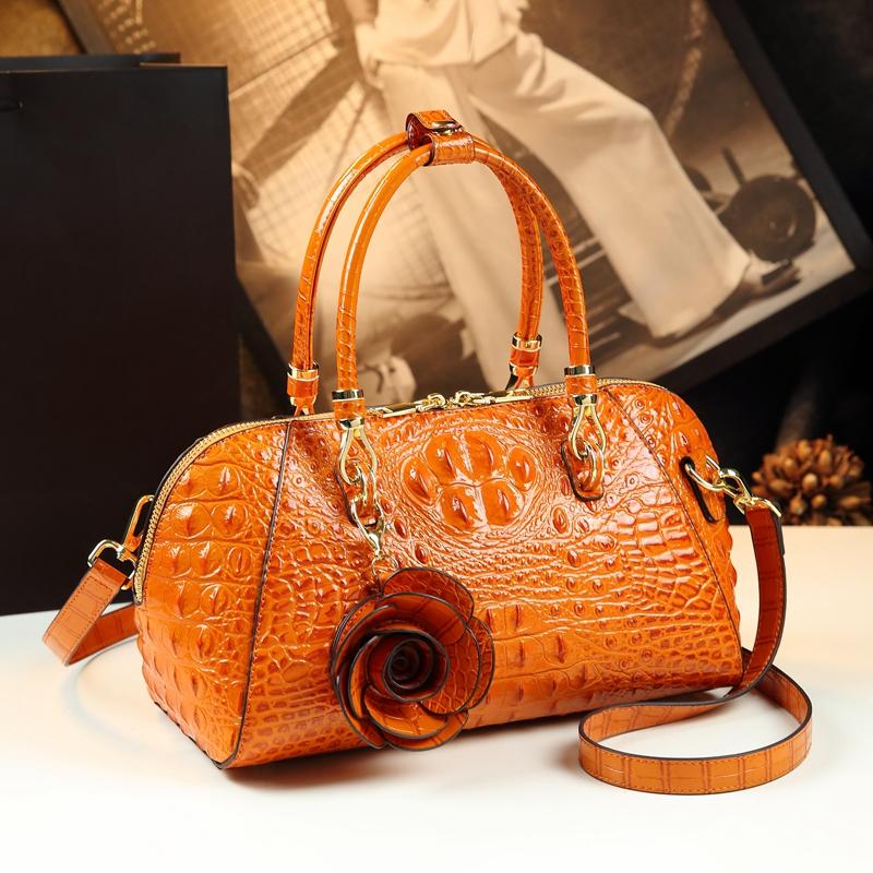 Genuine Leather Crocodile Pattern Women Bag Handbag Women's New Fashion Shoulder Messenger Bag Large Capacity Pillow Bags