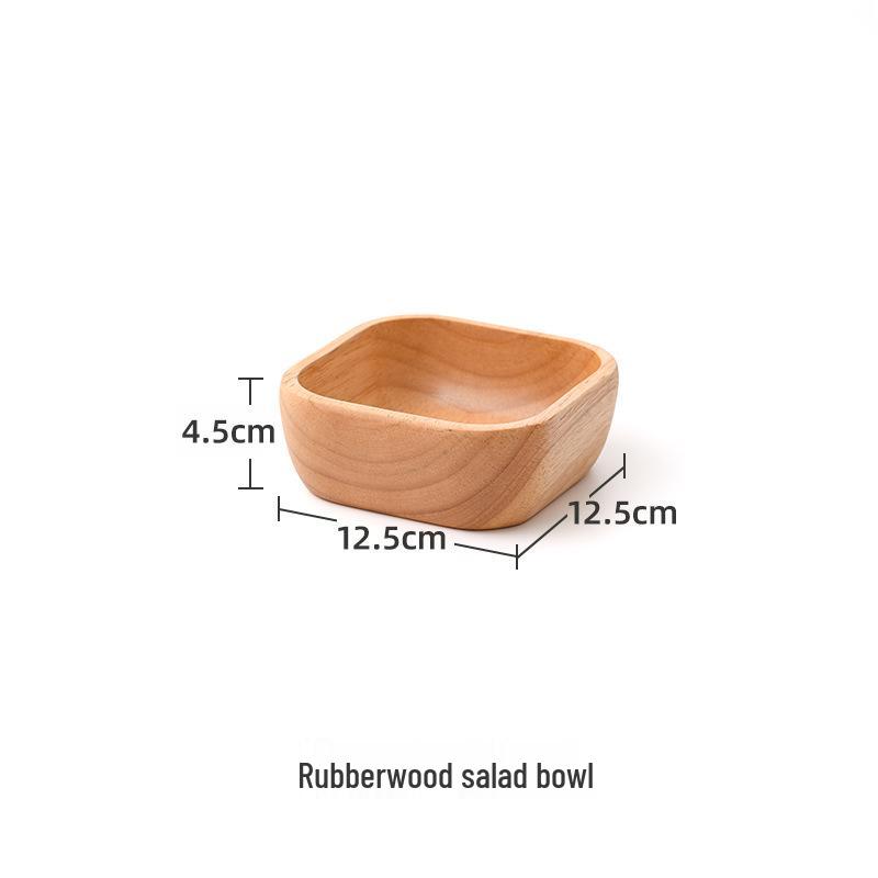 Japanese Style Solid Wood Square Salad Bowl - Simple Wooden Tableware Dish
