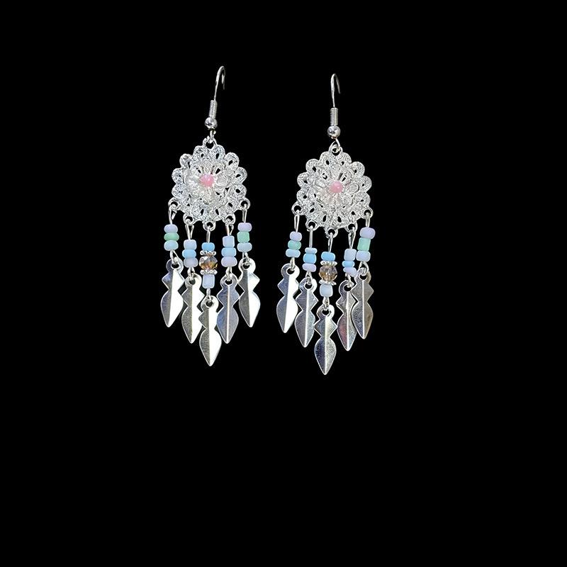 Ethnic style earrings Alloy silver-plated Miao ethnic minority Dong Yi earrings Earrings