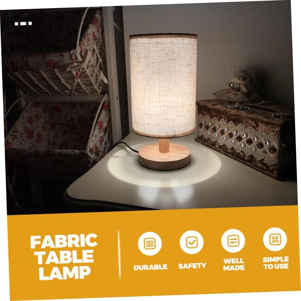 Linen Cloth Desktop Lamp Light Nightstand Lamp Bedside Night Light Tabletop Light