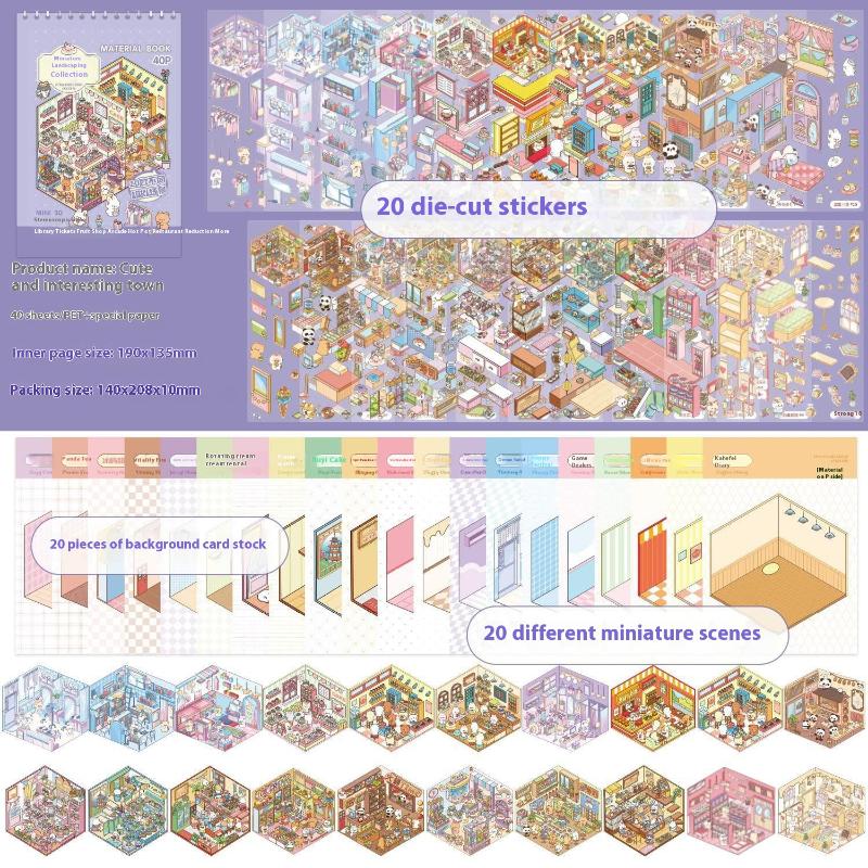 

49 шт./пакет Серия «Деловой город» Мини 3D Миниатюрная сценография Книга-наклейка Визуальные наклейки для наклеивания Сделай сам Подарок Детям