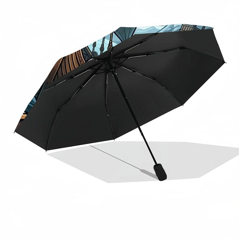 Ship Adventure pattern umbrella, portable and foldable design, 8 ribs, a casual accessory for Halloween, Christmas, and birthday gifts.