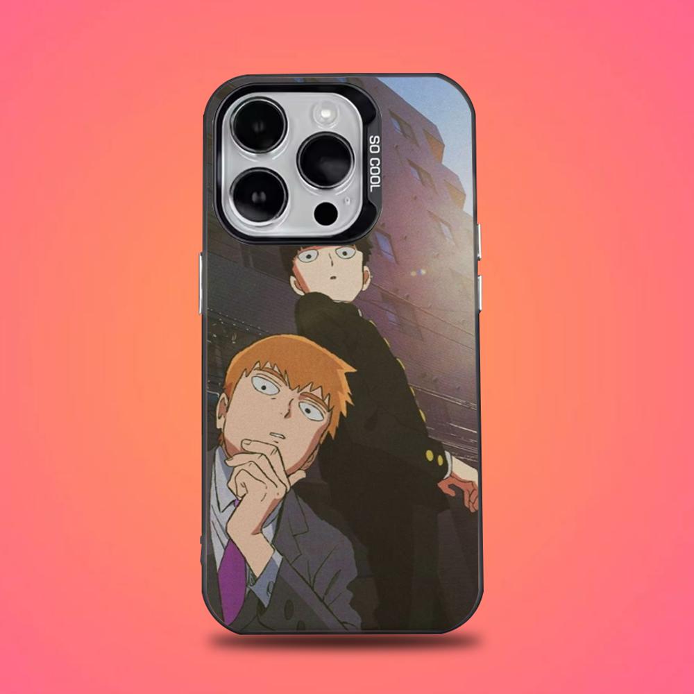 Mob Psycho 100 Cartoon Phone Case For iPhone 16,15,14,13,12,11,Pro,Max,Plus,Mini,XS,SE Anti Fall Black Matte Hard Bumper