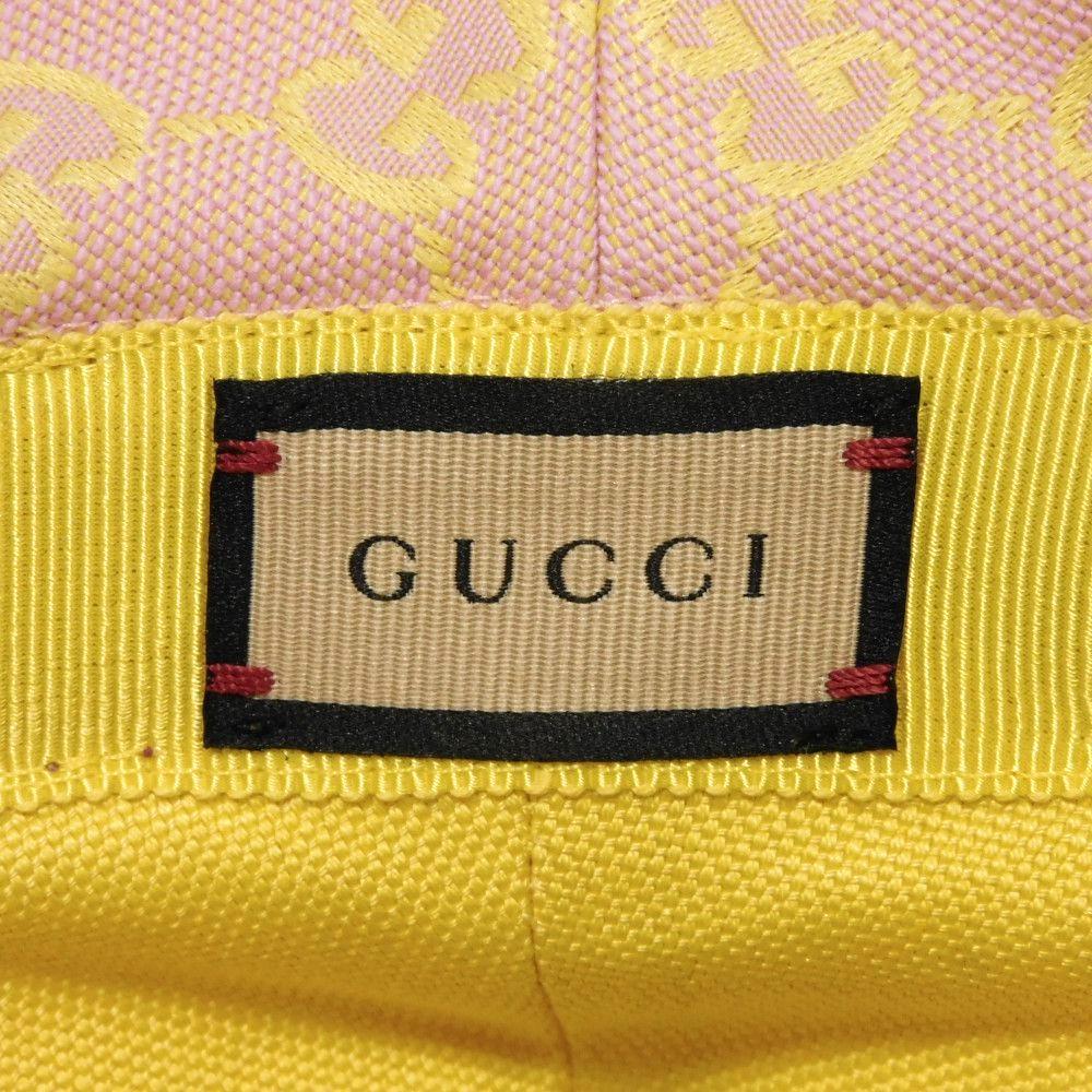 Used GG Canvas Bucket Hat 9539 748476 4HG62 8772 7919 Current GG Marmont Pastel Yellow Medium 22.8" Unused Double G