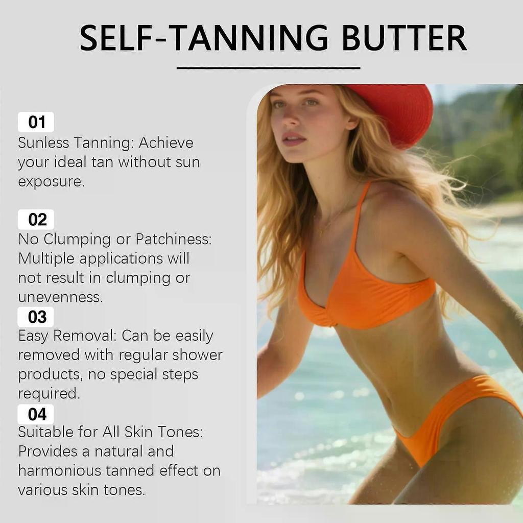 Burro Autoabbronzante, Crema Autoabbronzante Graduale Bronze, Burro Corpo Idratante per Abbronzatura Naturale a Lunga Durata, Senza Tonalità Arancioni, Autoabbronzante Nutriente, 80g