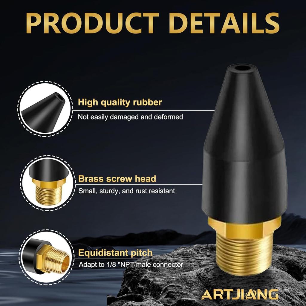 8pcs Black Rubber Quick Connect Steel Body Air Tool Nozzle Tips Blow Gun Pneumatic Tools Accessories