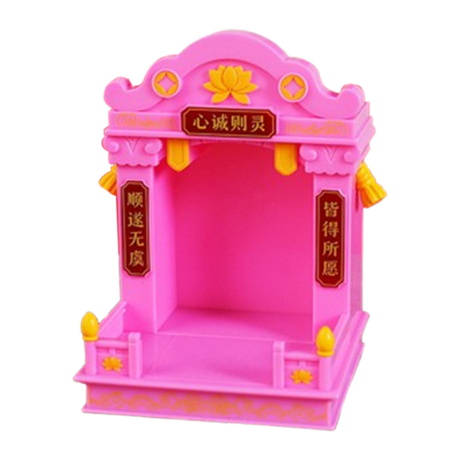 

Mini Buddhist Buddha Altar Shrine Pooja Table Figurine Guan Gong Guanyin Buddha рожевий