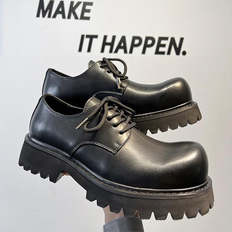 Herren Derby Schuhe mit großem Kopf, Plattform, lässig, Pendeln, runde Spitze, 2025 neue Plattform, erhöhend, Trendschuhe 1024-A