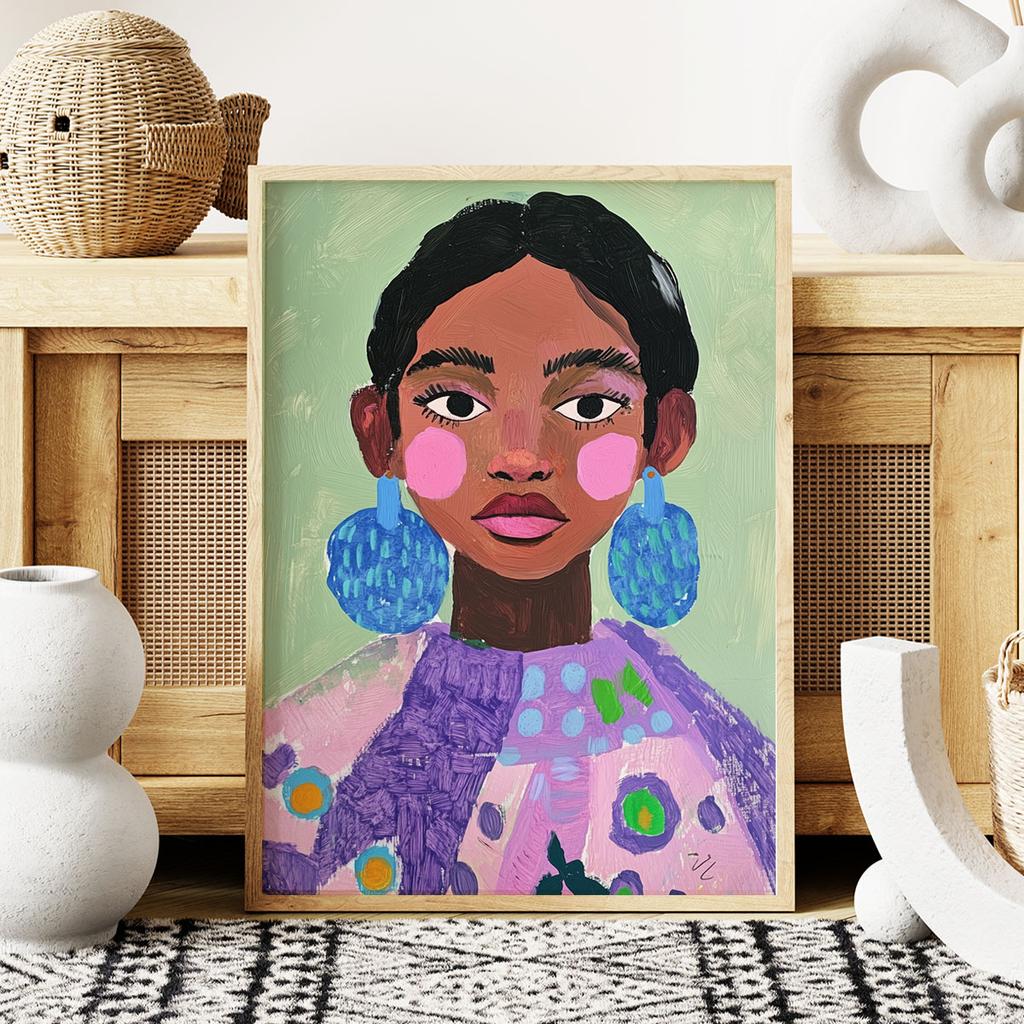Poster Illustration Blue Earrings