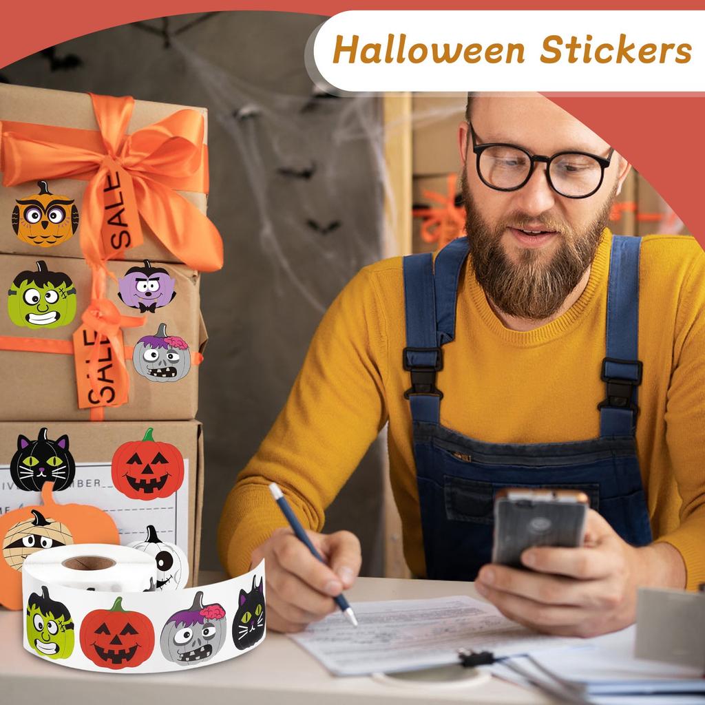 500 Stickers/roll Halloween Festival Celebration Stickers Labels Seal Stickers Alien Pumpkin Expression Package
