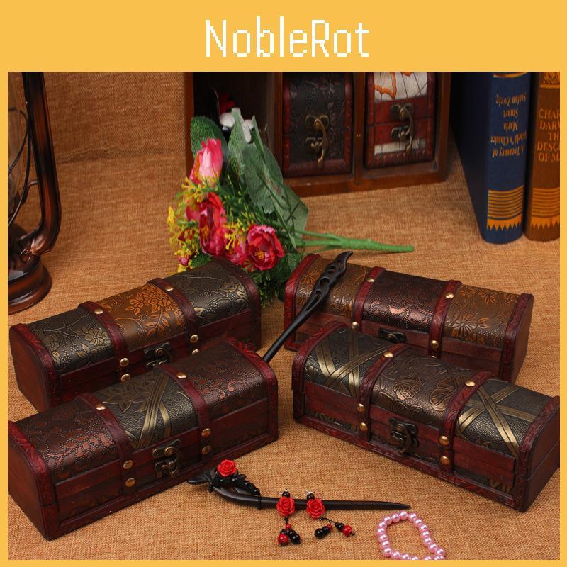 Wooden Hairpin Storage Box With Illustration Design For Home Office Decor And Gift