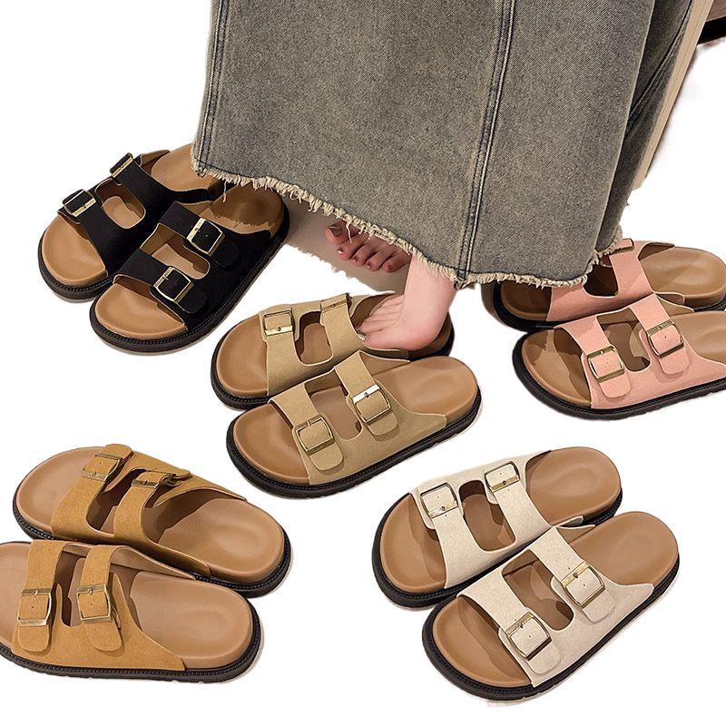 Muffin Thick-soled Birken One-word Drag Stepping On Shit 2025 Summer New Cool Slippers Women's Outer Wear with Skirt Beach Shoes