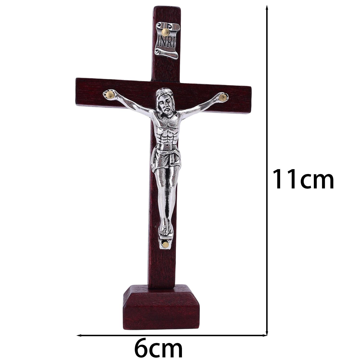 

Деревянная фигурка Иисуса Подставка-крест Винтажное христианское распятие Домашний декор для церкви Религиозное украшение для полки Католический подарок