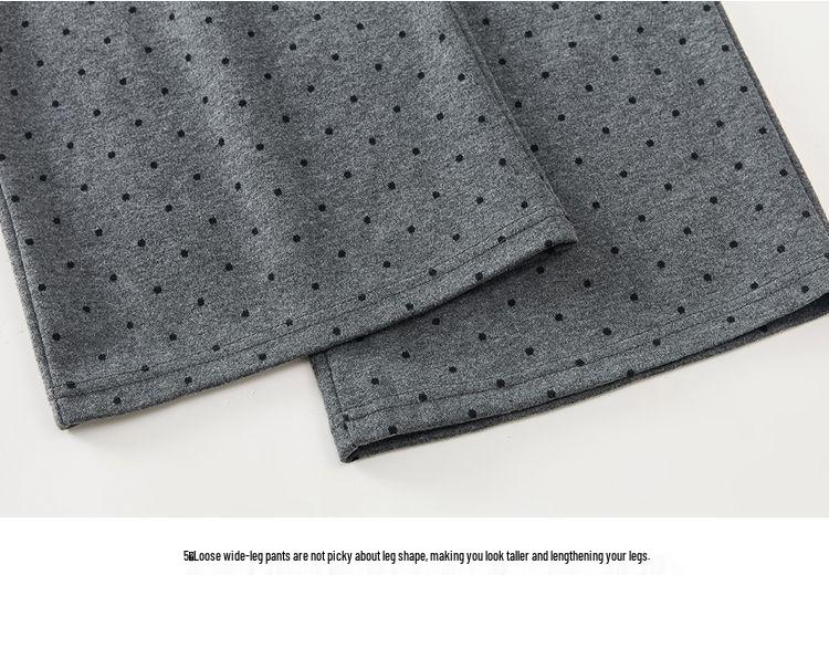 Lace Patchwork Polka Dot Wide-Leg Pants for Women - 2025 Spring/Autumn Casual Loose Straight Floor-Length Design