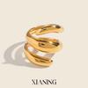 Xia Ling Fashion INS Style Three-Layer Stainless Steel High-End Ring with Color Retention