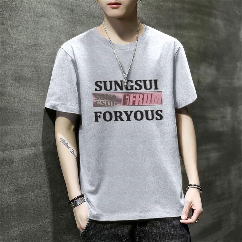 Men'S Short-Sleeved T-Shirt New Summer Trend Korean Version Loose Bottoming Shirt Clothes T-Shirt Large Size Teen