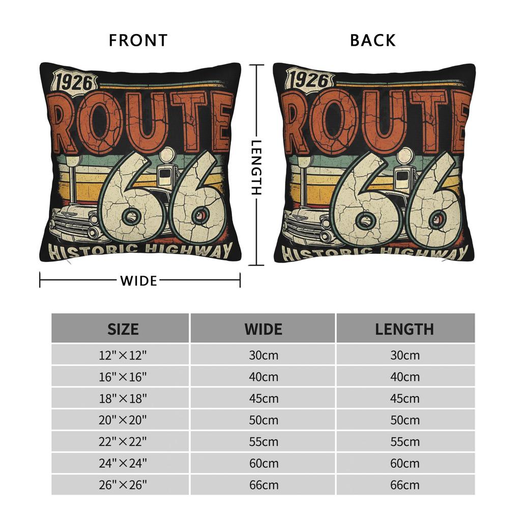Route 66 Historic Highway 1926 Federa Poliestere Morbido Copricuscino Decorazione Federa Cuscino Sedia con Cerniera 18"