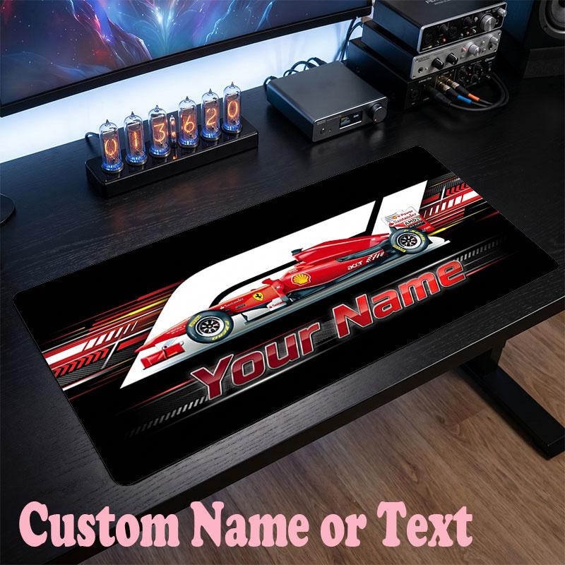 F1 Customized Name Text Mouse Pad, Large Desk Mouse Mat Personalized Home Office Present