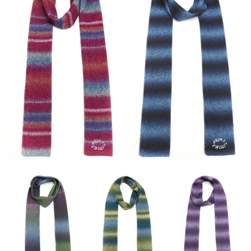 

Shin’s Letters D.Muffler no.1-no.5 _ Skinny Scarf 5 Colors No.4 (Purple)