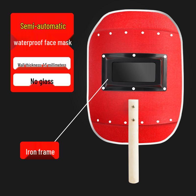 Red Handheld Steel Welding Face Shield - Lightweight Anti-Scald Protection Mask for Arc Welding