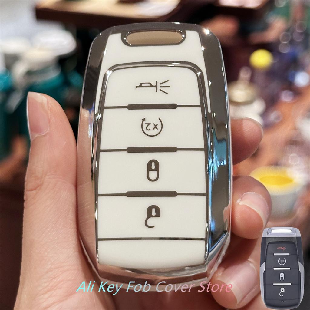 Key Fob Cover with Keychain Lanyard for Jeep 2019-2022 Dodge RAM 1500 2500 3500 4500 5500