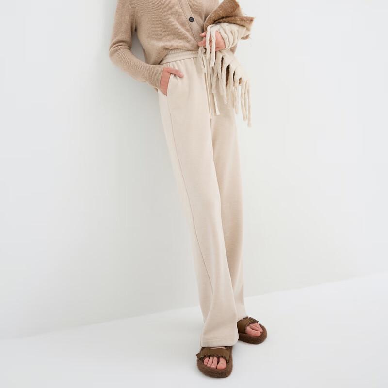 Sancai 2025 Winter Fleece-Lined High-Waist Casual Straight-Leg Pants