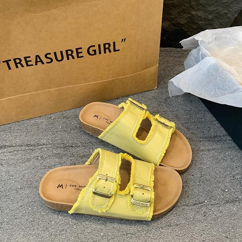 Belt buckle round head open-toed casual cool slippers women's 2025 summer new platform beach shoes