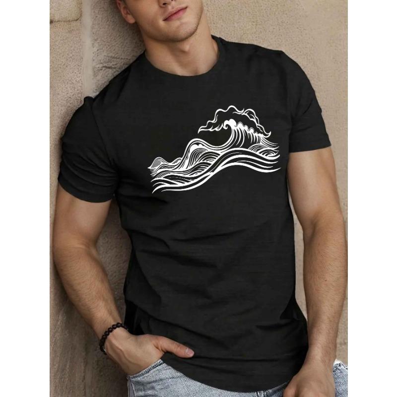 European Size Waves Men'S Short Sleeve T-shirt Summer T-shirt Top