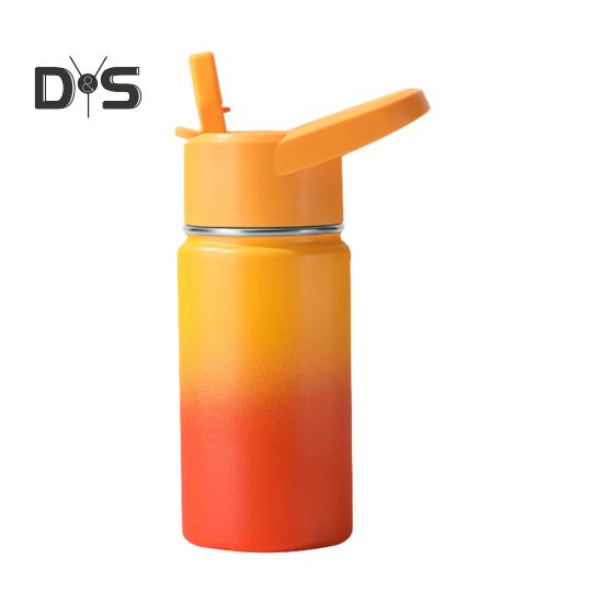 

350 мл вакуумная бутылка с соломинками, термос из нержавеющей стали для школы, герметичная бутылка для воды для малышей, для мальчиков и девочек, для приключений на свежем воздухе 350ml жёлтый/оранжевый
