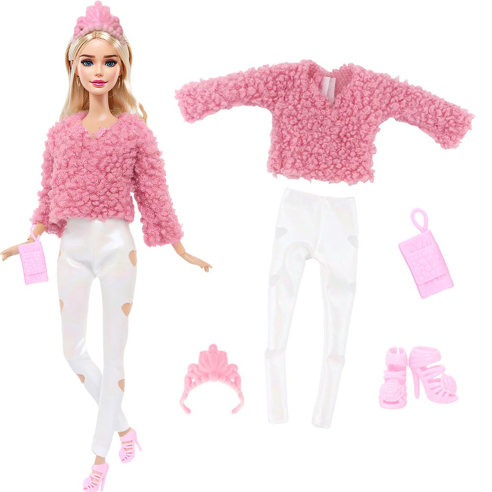 4 Pcs/Set Fashion Doll Clothes for 30cm Doll 30 Cm Girl Doll Shiny Dress Outfit + Accessories Shoes Handbag Kids Toy Gift