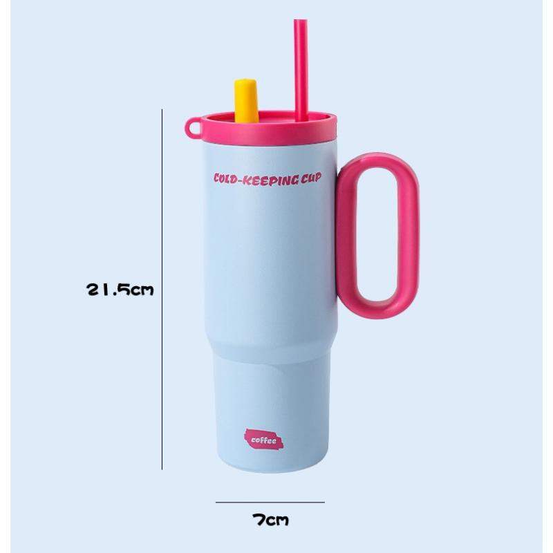 1Pcs 750Ml Large Capacity Coffee Cup Portable Water Cup With Straw 316 Stainless Steel Insulated Cup Cold & Retention