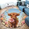 Cuteflowersanimals Round Area Rug,Carpet Rug for Living Room Bedroom Sofa Playroom Decor,Non Slip Floor Mat